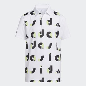 Adidas Boys print polo wit/lime